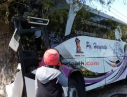 Bus Tujuan Madura – Jakarta Hantan Pohon Asam, Kondektur Meninggal