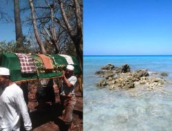 Bekas Galian Ekskavator di Bibir Pantai Gili Genting Makan Korban