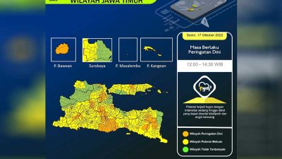 Daftar Daerah Berpotensi Dilanda Cuaca Ekstrim di Jawa Timur Sepekan ke Depan